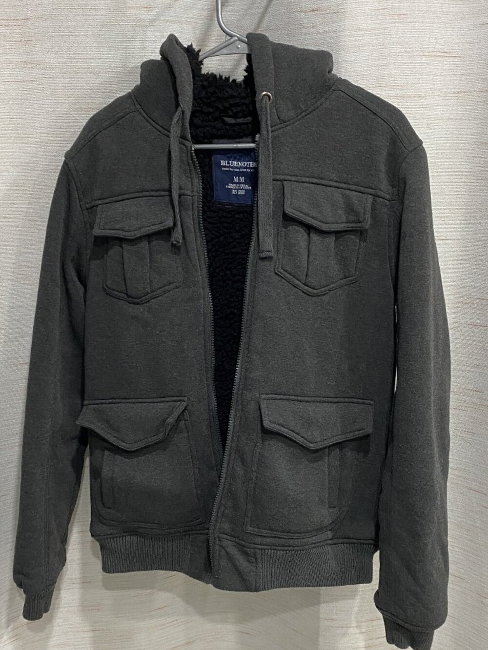 Bluenotes Winter Jacket With No Zipper Grey Black Medium Mens (253)